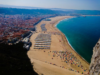 High angle view of beach against sky