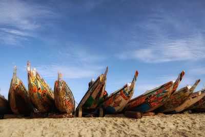 Boats on the shore in mauritania 