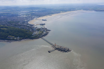 High angle view of sea against sky