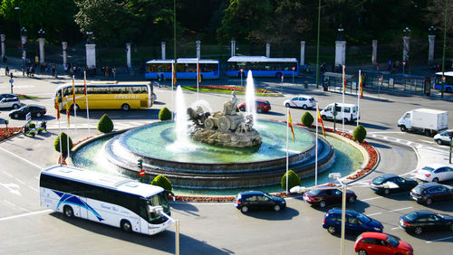 High angle view of cars on road in city