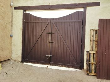 Closed door of building