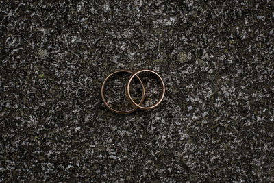 Directly above shot of wedding rings