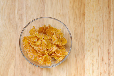 High angle view of breakfast on table