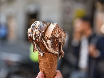 Close-up of ice cream cone against blurred background