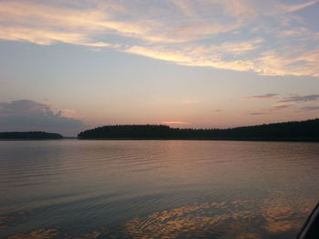 Scenic view of lake at sunset