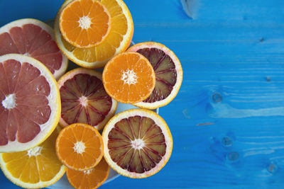 High angle view of oranges on table