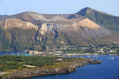 Impressive crater of vulcano island - view from lipari observatory