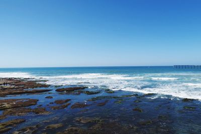 Scenic view of sea against clear sky