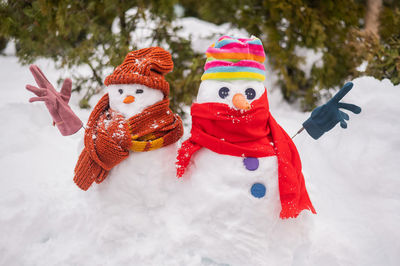 Close-up of snowman