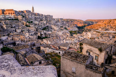 High angle view of buildings in town