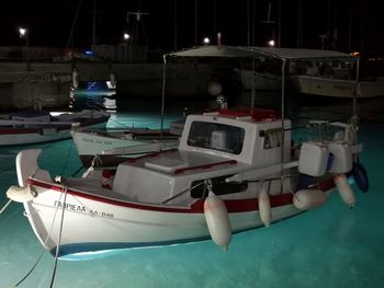 Boats moored in sea