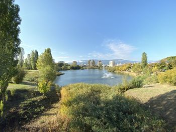 Scenic view of river against sky