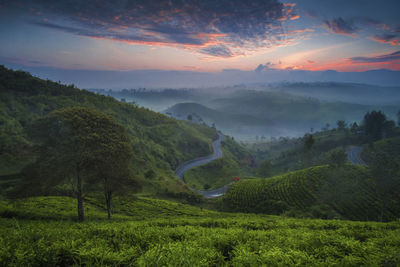 Scenic view of landscape against sky during sunset