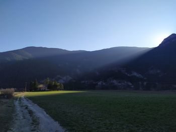 Scenic view of landscape against clear sky