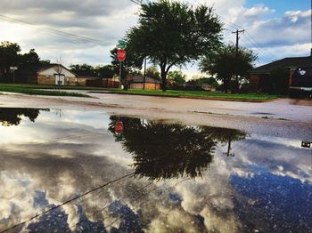 Reflection of cloudy sky in water