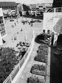 High angle view of street amidst buildings in city