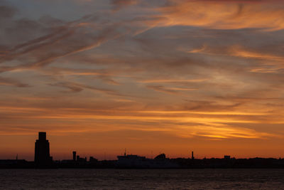 View of cityscape at sunset