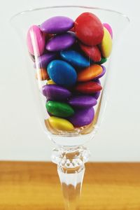 Close-up of colorful candies on table