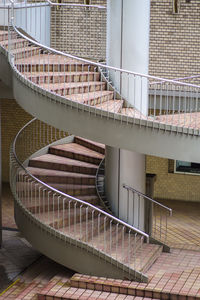 High angle view of spiral staircase of building