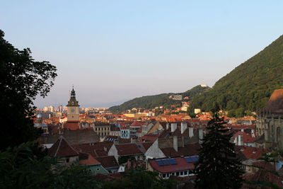 View of city at night