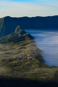 View of cemoro lawang village from the top seruni point hill