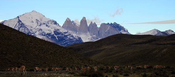 Panoramic view of landscape and mountains against sky