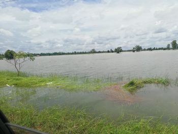 Scenic view of lake against sky