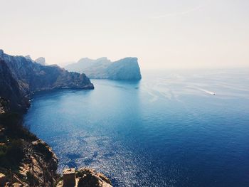 Scenic view of calm sea against clear sky