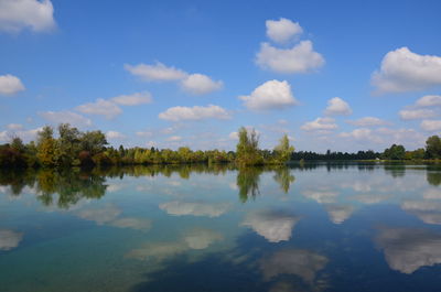 Scenic view of lake against sky