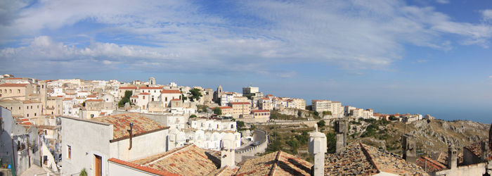 High angle view of townscape against sky