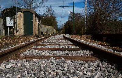 View of railroad tracks along plants