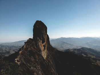 Scenic view of mountains against clear sky