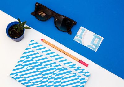 High angle view of sunglasses on table