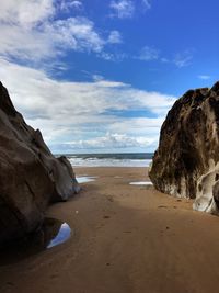 Scenic view of beach against sky