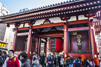 Crowd outside temple