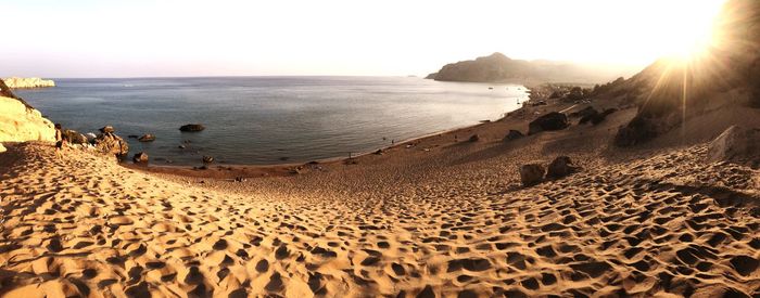 High angle view of beach against clear sky