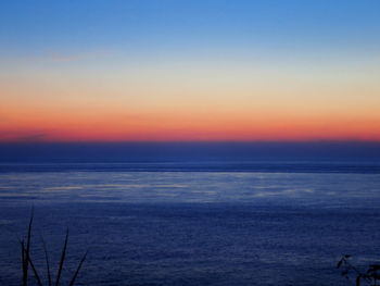 Scenic view of sea against sky at sunset