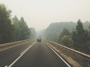 Road passing through forest