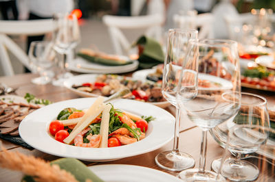 Close-up of place setting on table