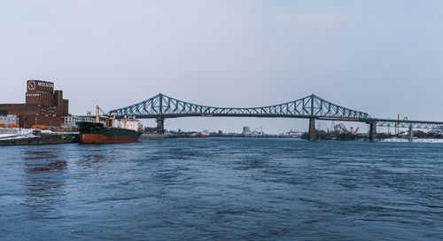 Bridge over river against clear sky