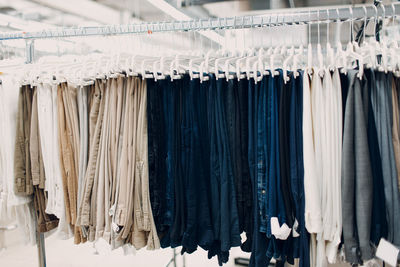 Clothes drying on rack