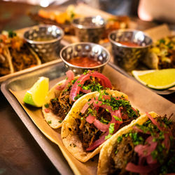 Close-up of food on table