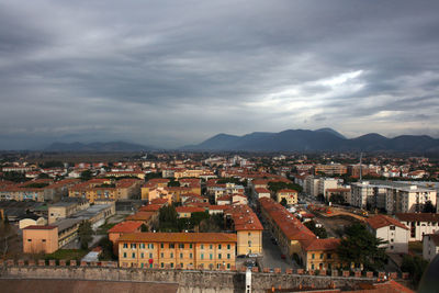 High angle view of townscape against sky