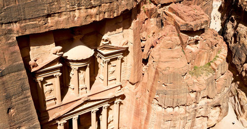 Low angle view of old rock formation