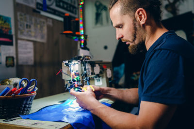 Man working at table