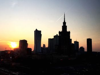 View of city at sunset