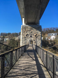 Suspension bridge with blue sky