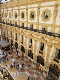 High angle view of people in historic building