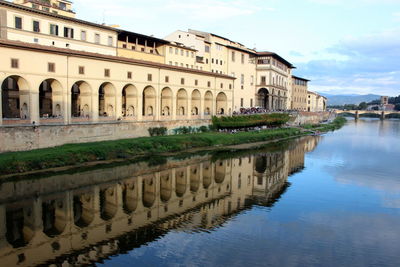 Reflection of buildings in lake