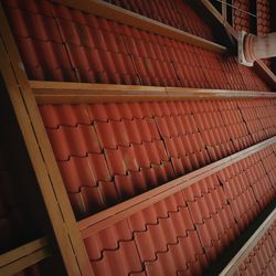 High angle view of man on roof